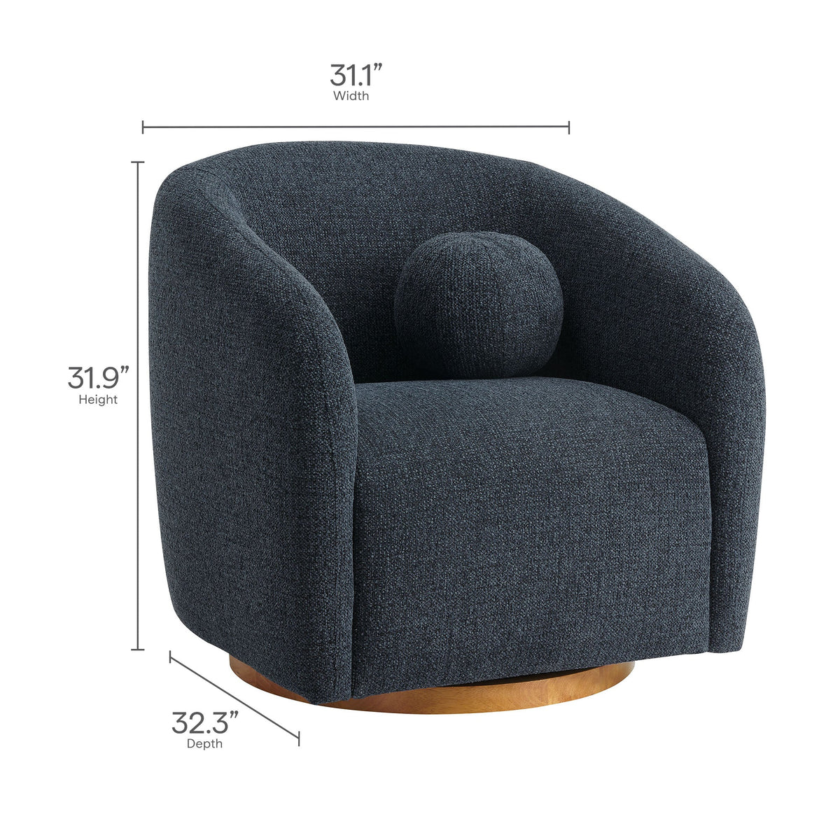 Holland Swivel Chenille Fabric Armchair by Modway, photo 17 of 21