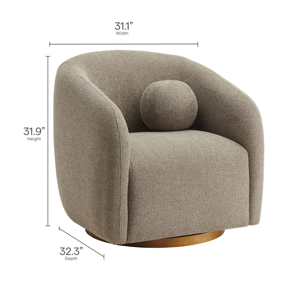 Holland Swivel Chenille Fabric Armchair by Modway, photo 3 of 21