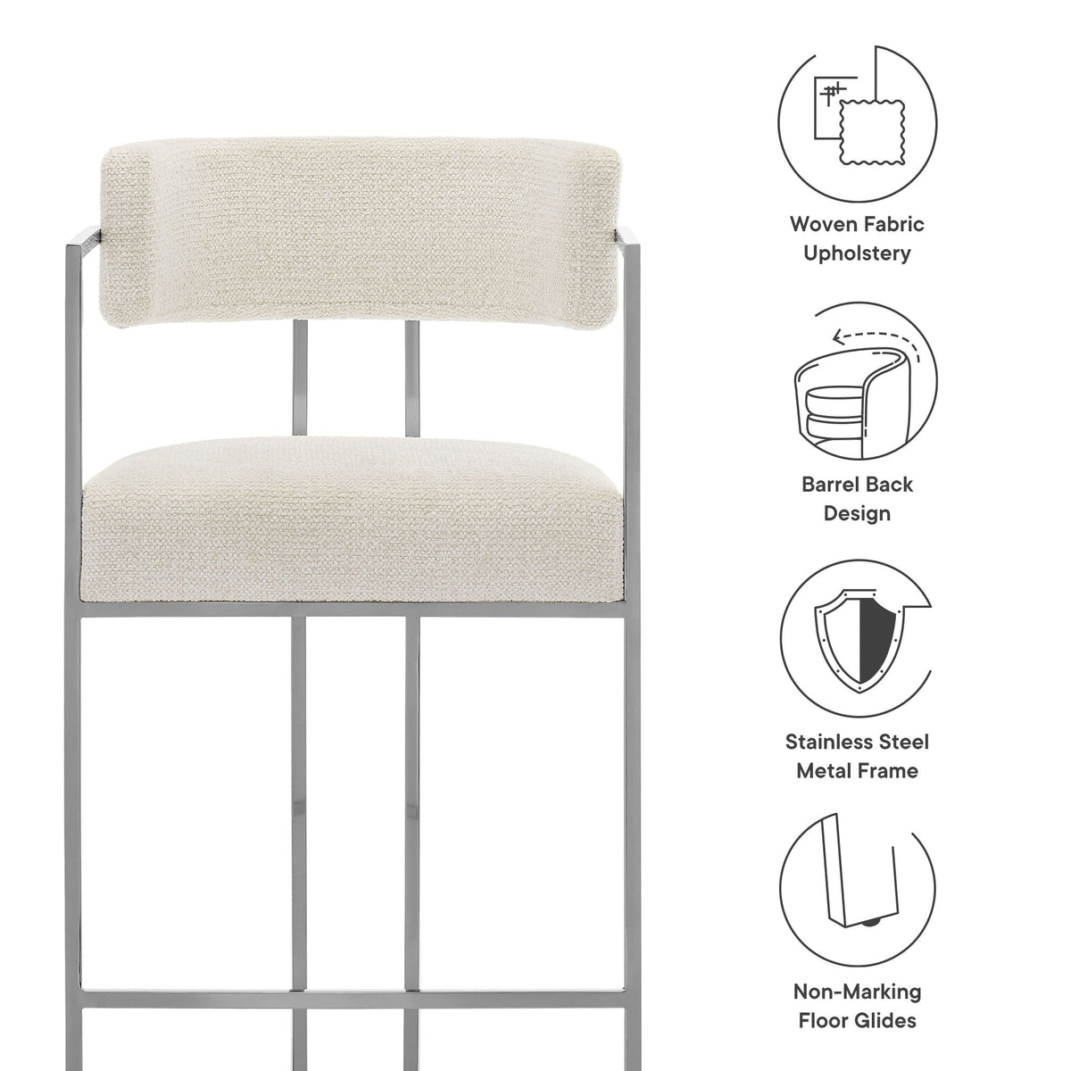 Huron Curved Back Fabric and Metal Counter Stool by Modway, photo 20 of 28