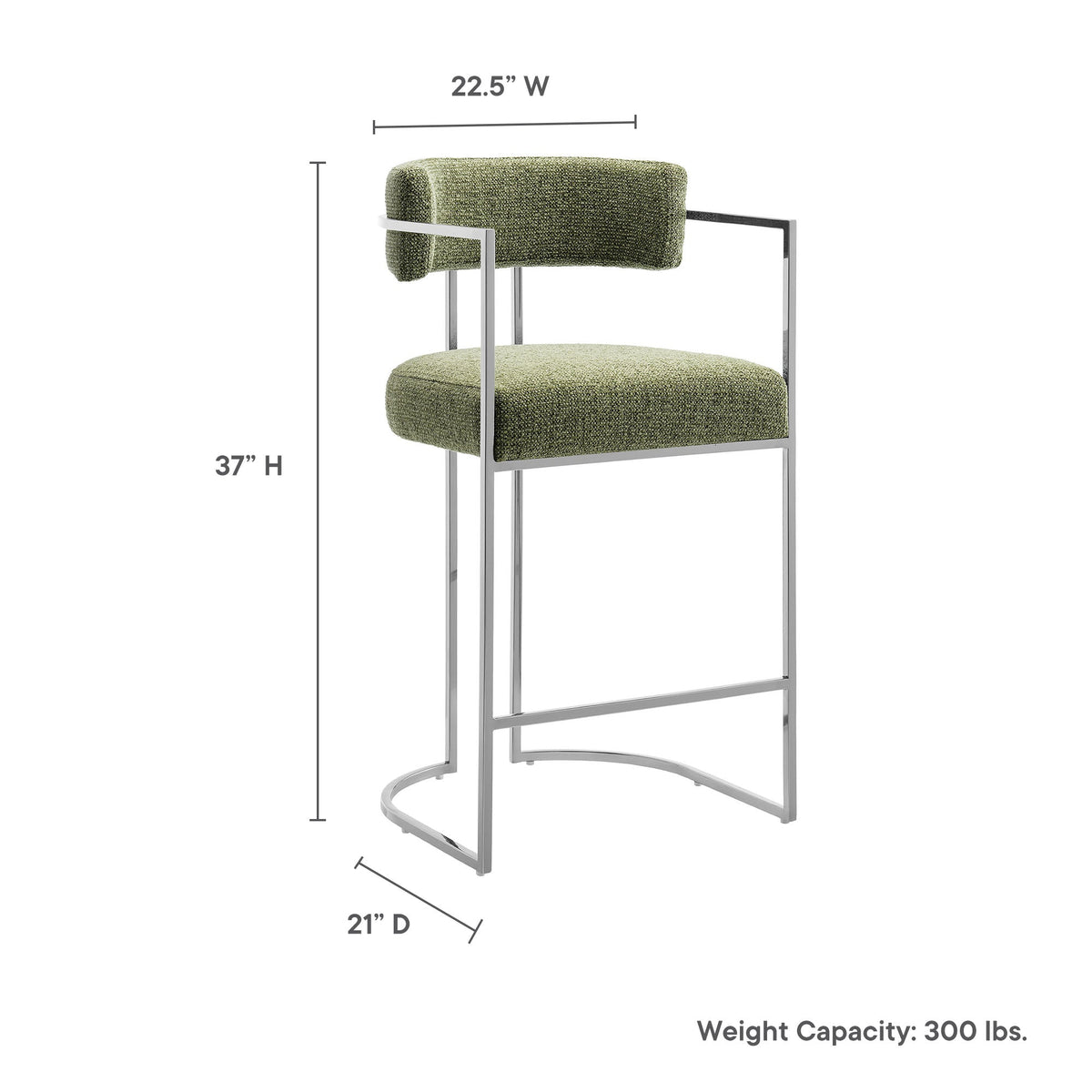 Huron Curved Back Fabric and Metal Counter Stool by Modway, photo 2 of 28