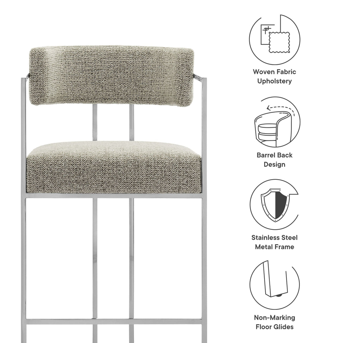 Huron Curved Back Fabric and Metal Counter Stool by Modway, photo 24 of 28