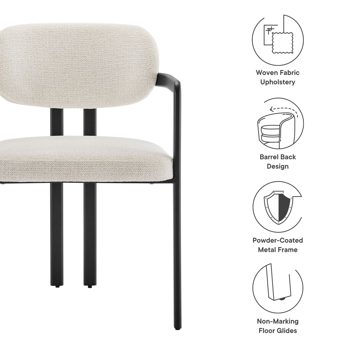 Elio Barrel Fabric and Metal Dining Chair by Modway, photo 3 of 21
