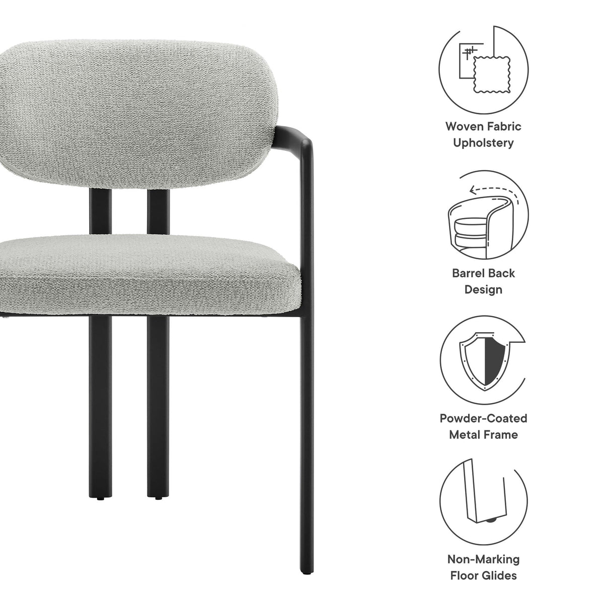 Elio Barrel Fabric and Metal Dining Chair by Modway, photo 16 of 21