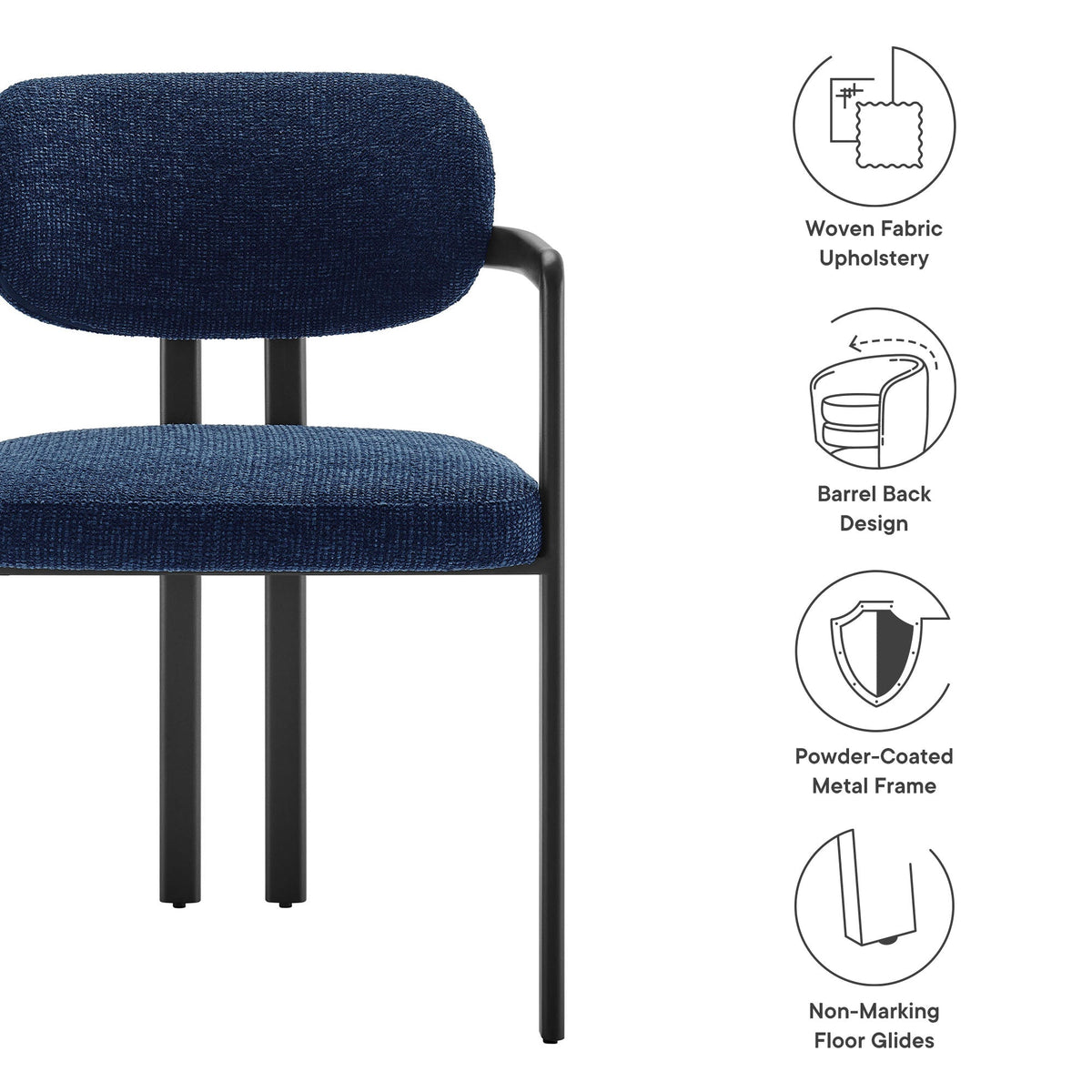 Elio Barrel Fabric and Metal Dining Chair by Modway, photo 19 of 21