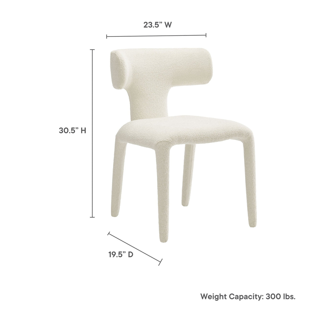 Stellan Curved Back Boucle Upholstered Dining Chair Set of 2, photo 11 of 14
