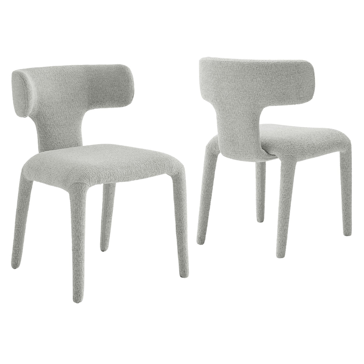 Stellan Curved Back Boucle Upholstered Dining Chair Set of 2