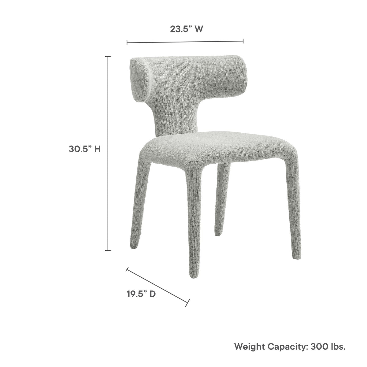 Stellan Curved Back Boucle Upholstered Dining Chair Set of 2, photo 4 of 14
