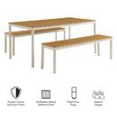 Finn Outdoor Patio Aluminum Faux Wood Dining Set with Benches by Modway by HouseOfZazla