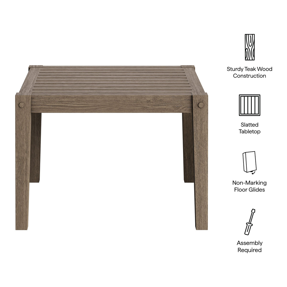 Northlake Square Outdoor Patio Teak Side Table by Modway, photo 3 of 7
