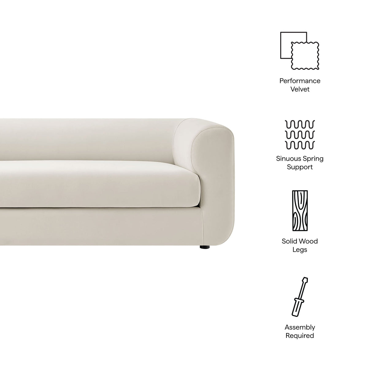 Leif 89" Performance Velvet Upholstered Sofa by Modway, photo 19 of 21