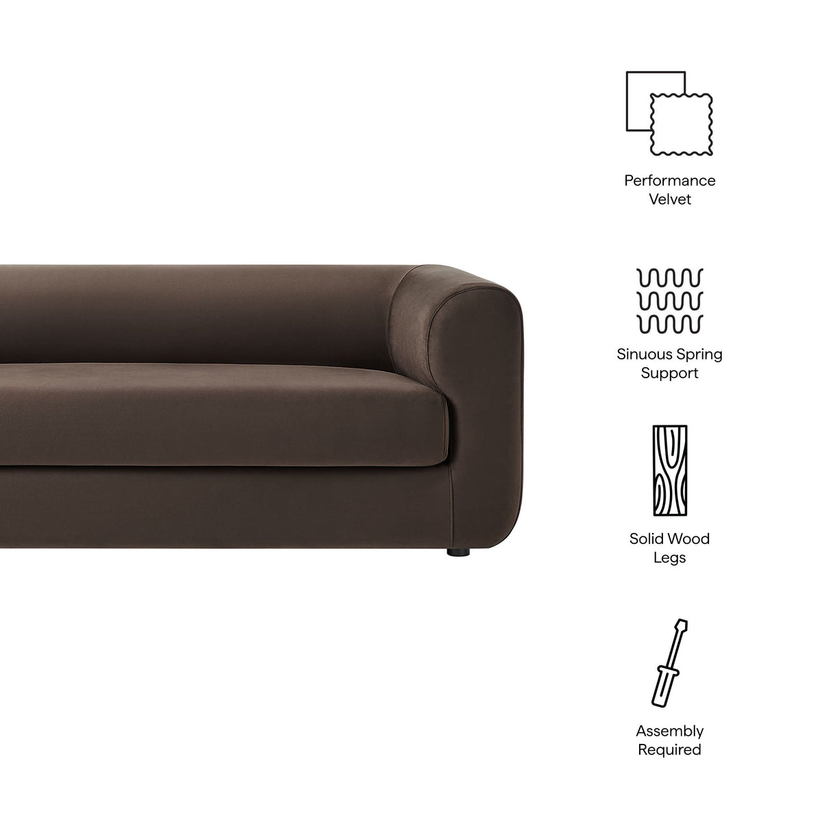 Leif 89" Performance Velvet Upholstered Sofa by Modway, photo 18 of 21