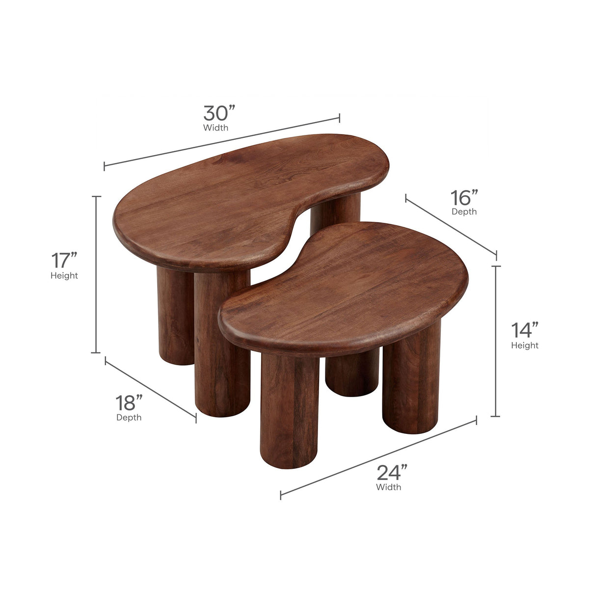 Hackney Mango Wood Nesting Coffee Table Set by Modway, photo 3 of 14