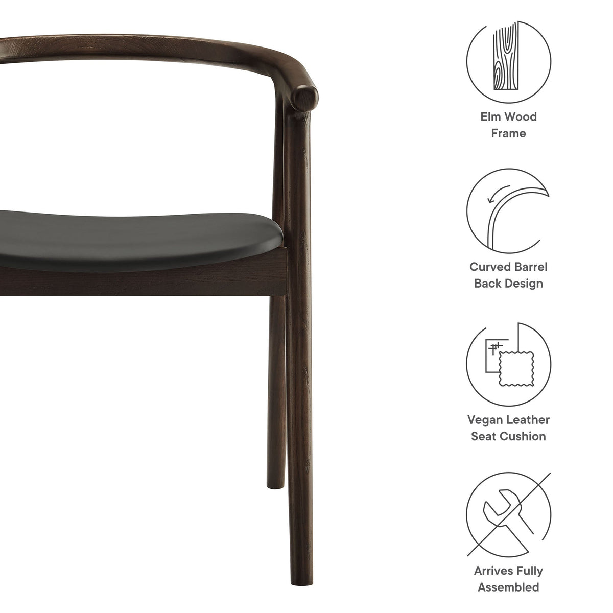 Henry Vegan Leather and Wood Dining Chair, photo 3 of 14
