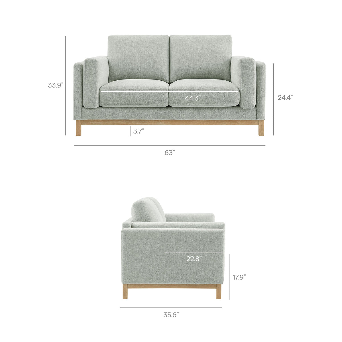 Roscoe 63 Inch Fabric Loveseat by Modway, photo 3 of 21