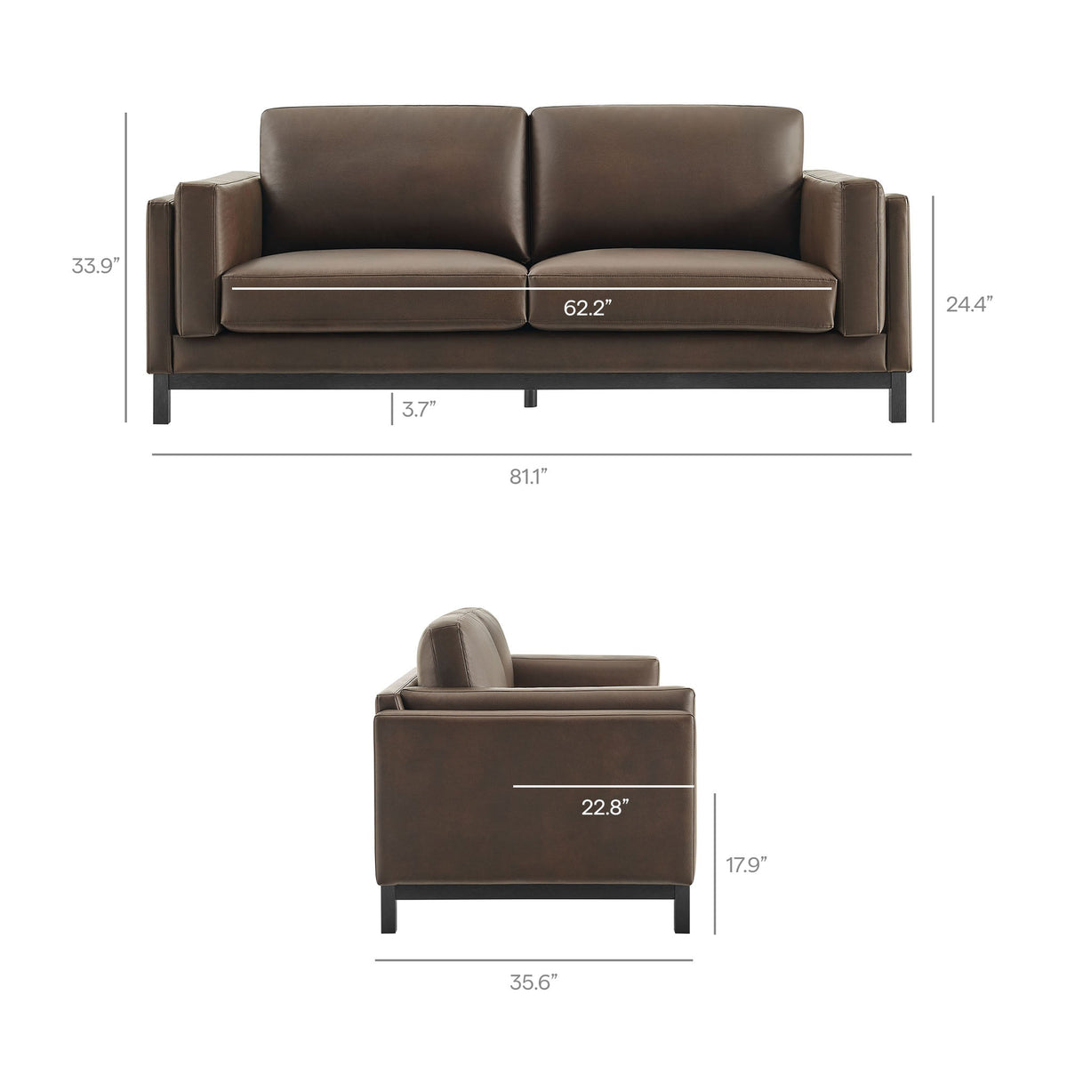 Roscoe 81 Inch Vegan Leather Sofa by Modway, photo 3 of 14