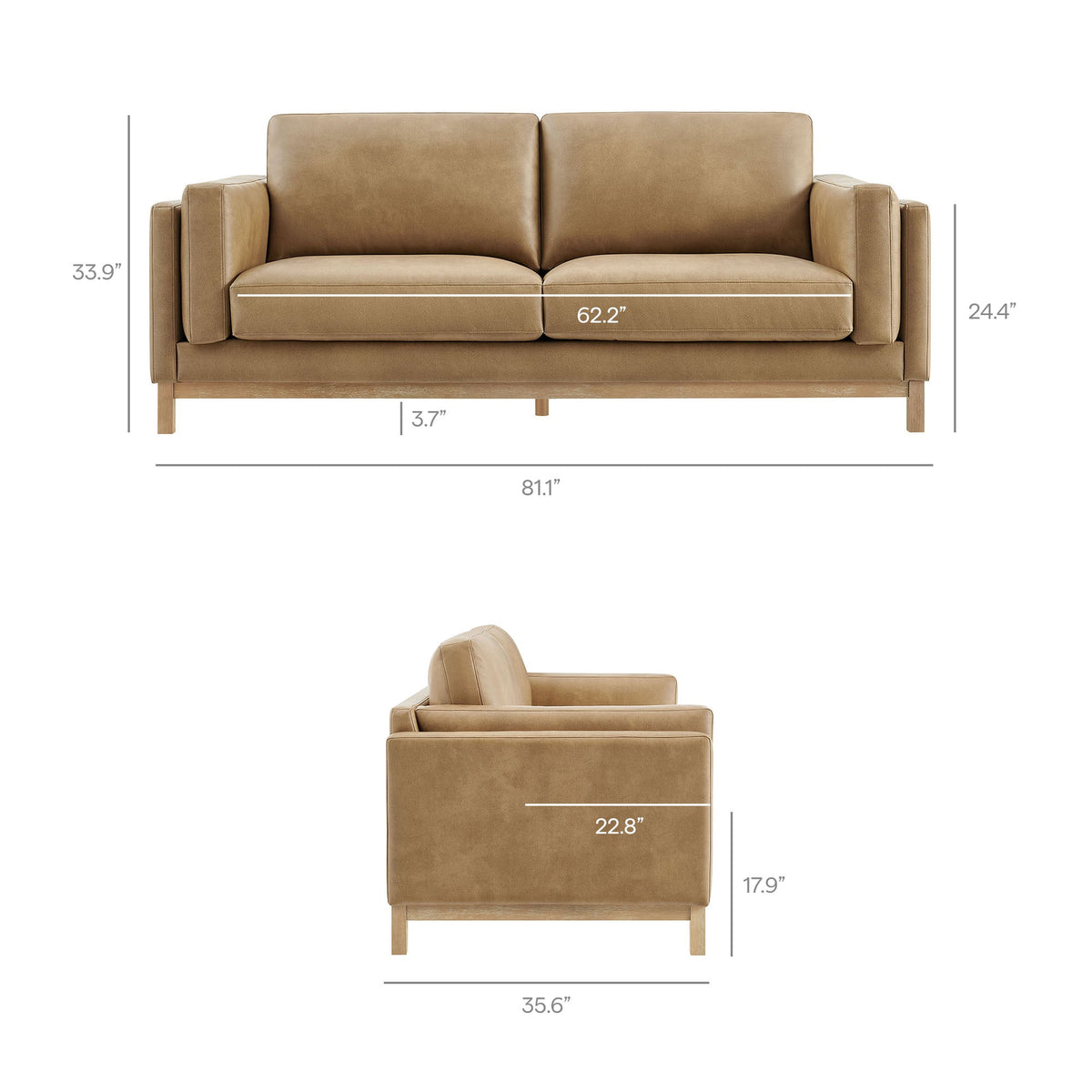 Roscoe 81 Inch Vegan Leather Sofa by Modway, photo 12 of 14