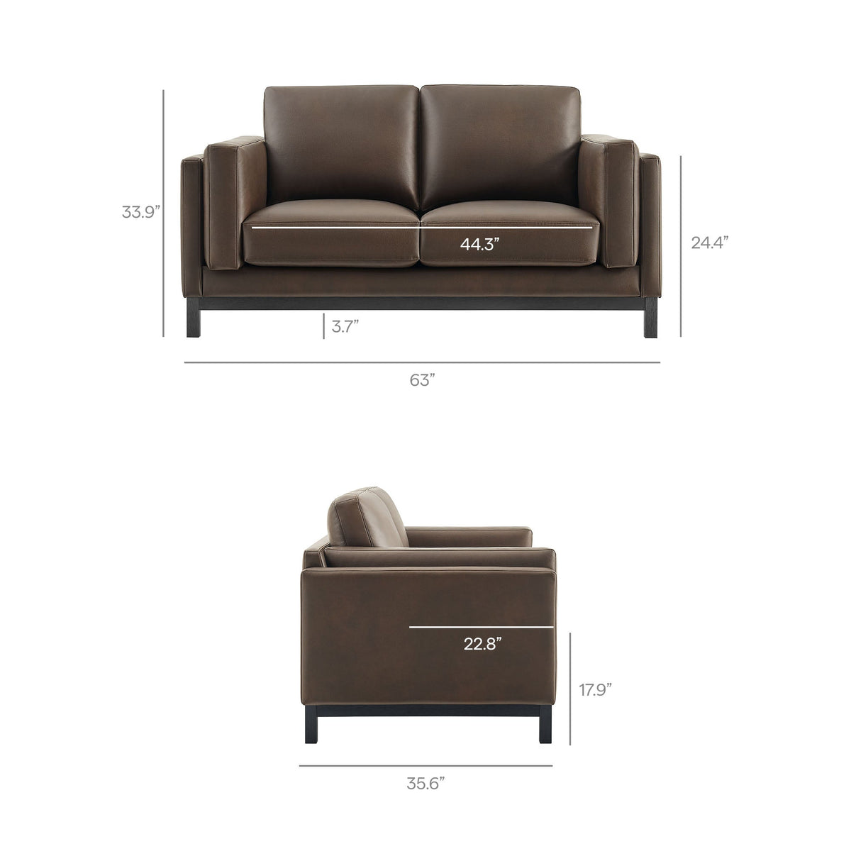 Roscoe 63 Inch Vegan Leather Loveseat by Modway, photo 3 of 14
