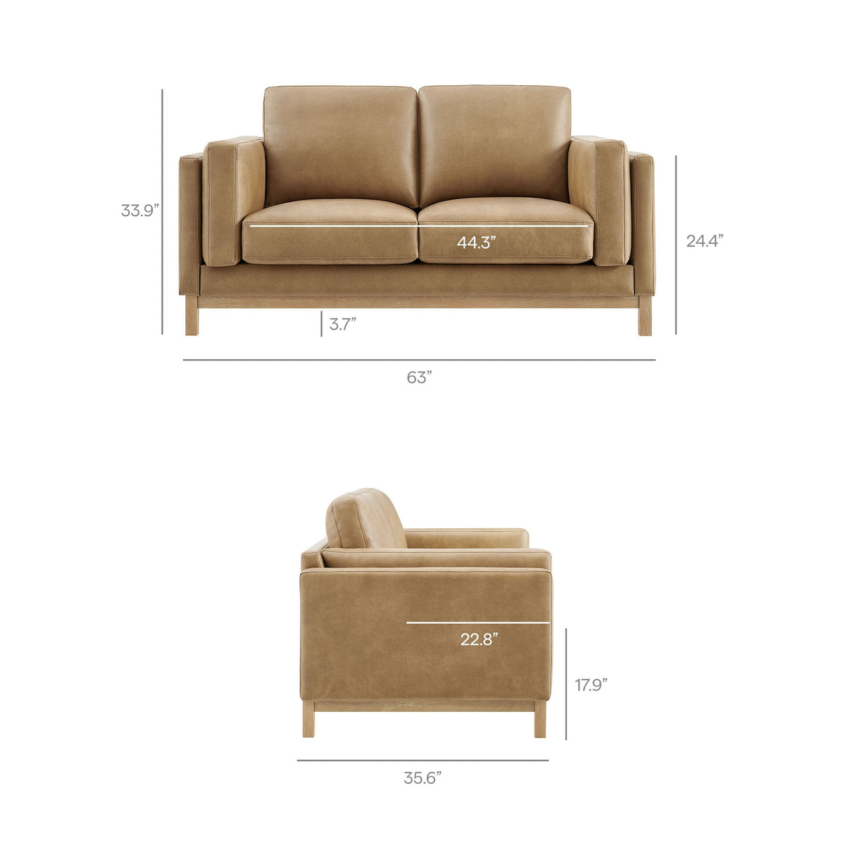 Roscoe 63 Inch Vegan Leather Loveseat by Modway, photo 12 of 14