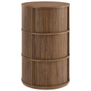 Clement Round Pedestal Stand Storage Table with Sliding Tambour Doors by HouseOfZazla