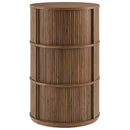 Clement Round Pedestal Stand Storage Table with Sliding Tambour Doors by HouseOfZazla