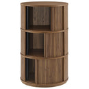 Clement Round Pedestal Stand Storage Table with Sliding Tambour Doors by HouseOfZazla