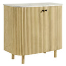 Caldera 33" Curved Solid Wood and Marble Accent Storage Cabinet by HouseOfZazla