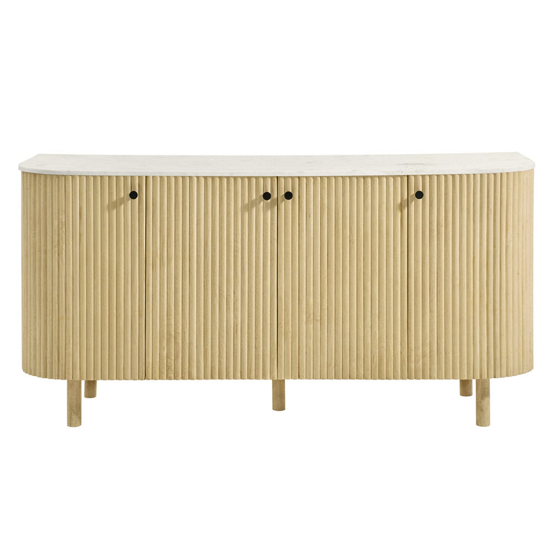 Caldera 60" Curved Solid Wood and Marble Sideboard Storage Cabinet by Modway, photo 6 of 7