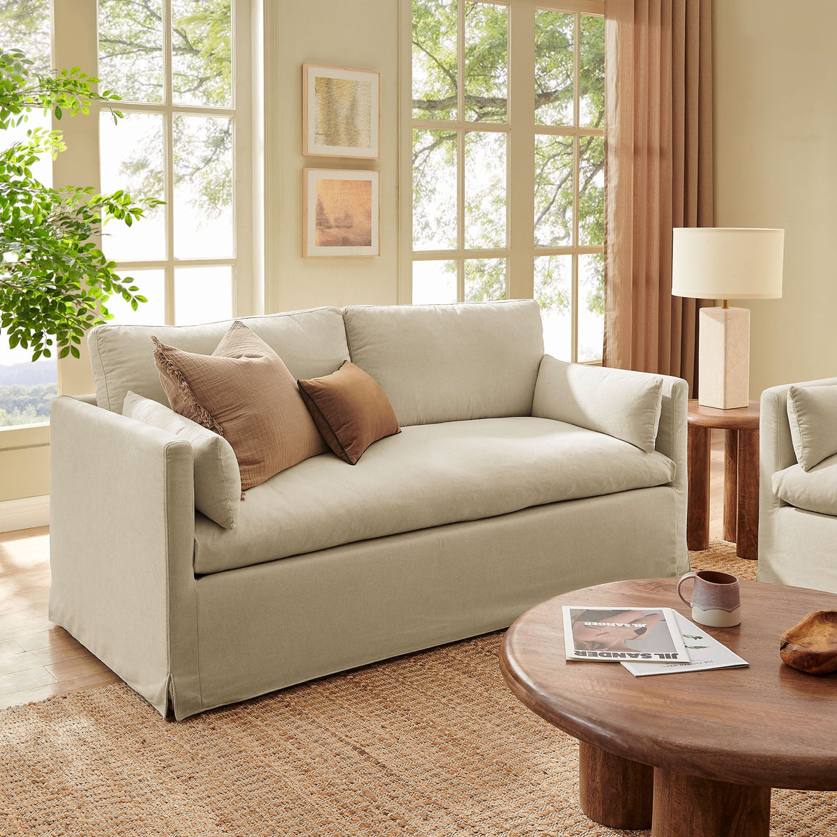 Wellfleet Slipcovered Linen-Blend Loveseat by Modway, photo 26 of 36