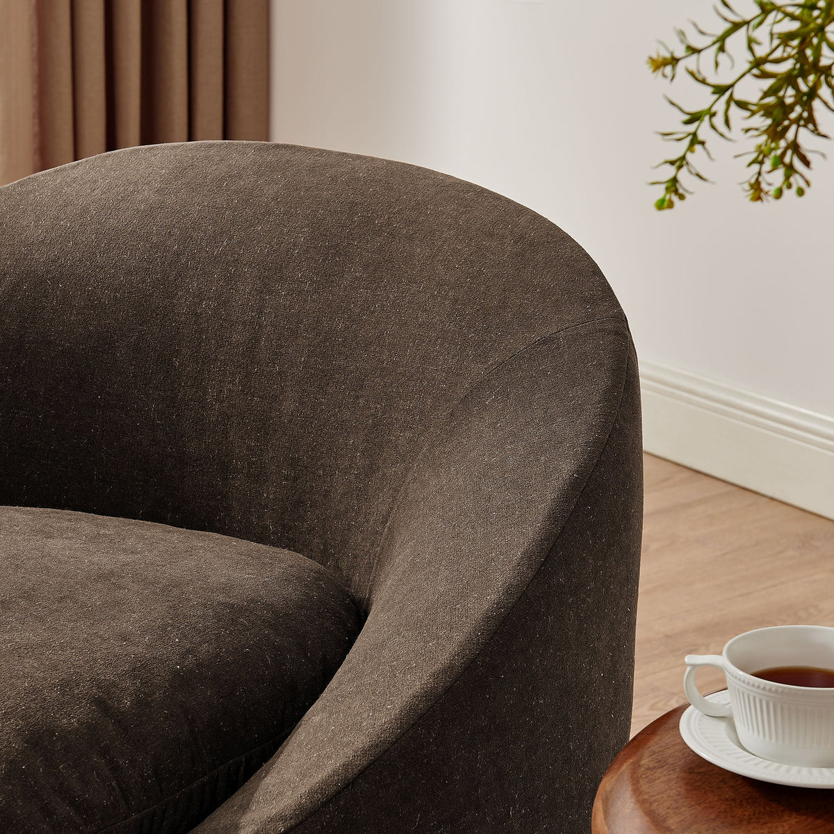 Sadie Slipcovered Linen-Blend Round Accent Chair by Modway, photo 17 of 40
