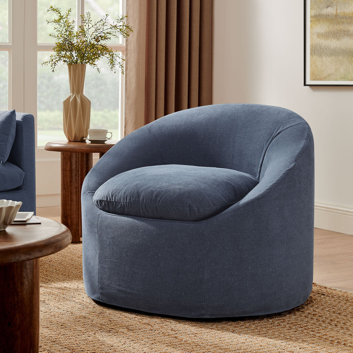 Sadie Slipcovered Linen-Blend Round Accent Chair by Modway, photo 25 of 40