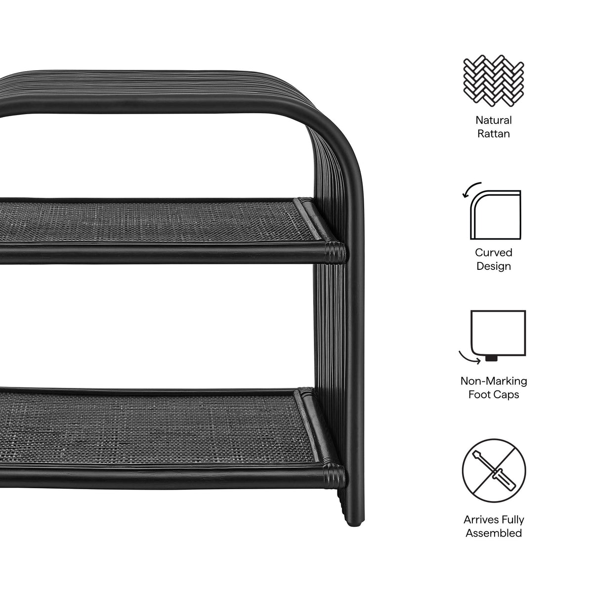 Eve Curved Natural Rattan Side Table by Modway, photo 12 of 14