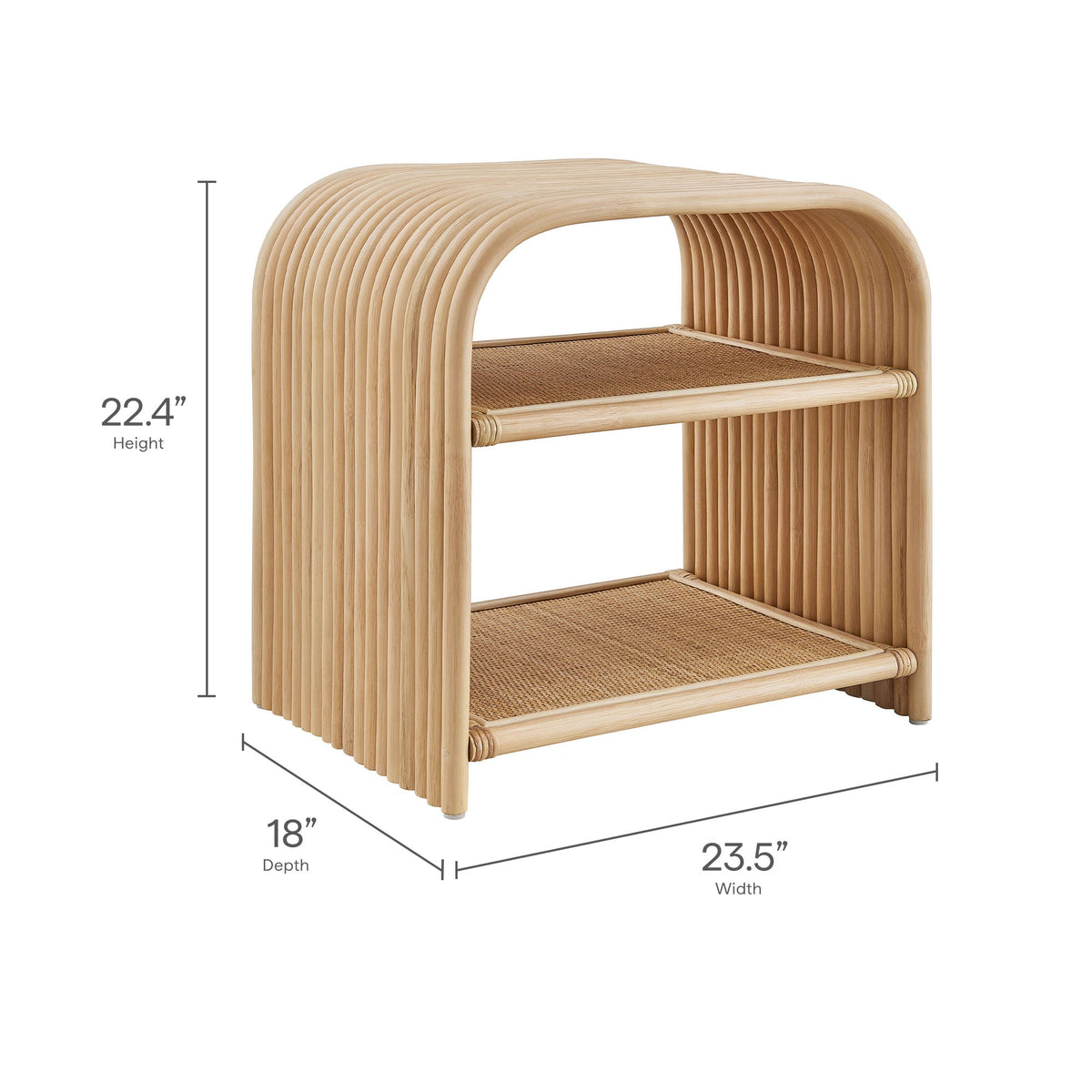 Eve Curved Natural Rattan Side Table by Modway, photo 2 of 14
