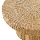 Ainsley 32 Inch Round Natural Rattan Coffee Table by HouseOfZazla