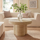 Ainsley 32 Inch Round Natural Rattan Coffee Table by HouseOfZazla