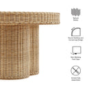 Ainsley 32 Inch Round Natural Rattan Coffee Table by HouseOfZazla