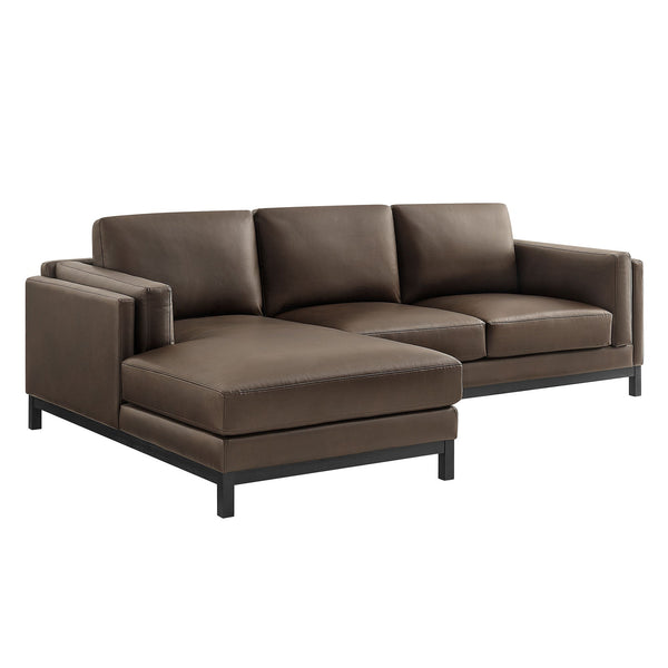 Roscoe Left-Facing Vegan Leather Sectional Sofa with Chaise