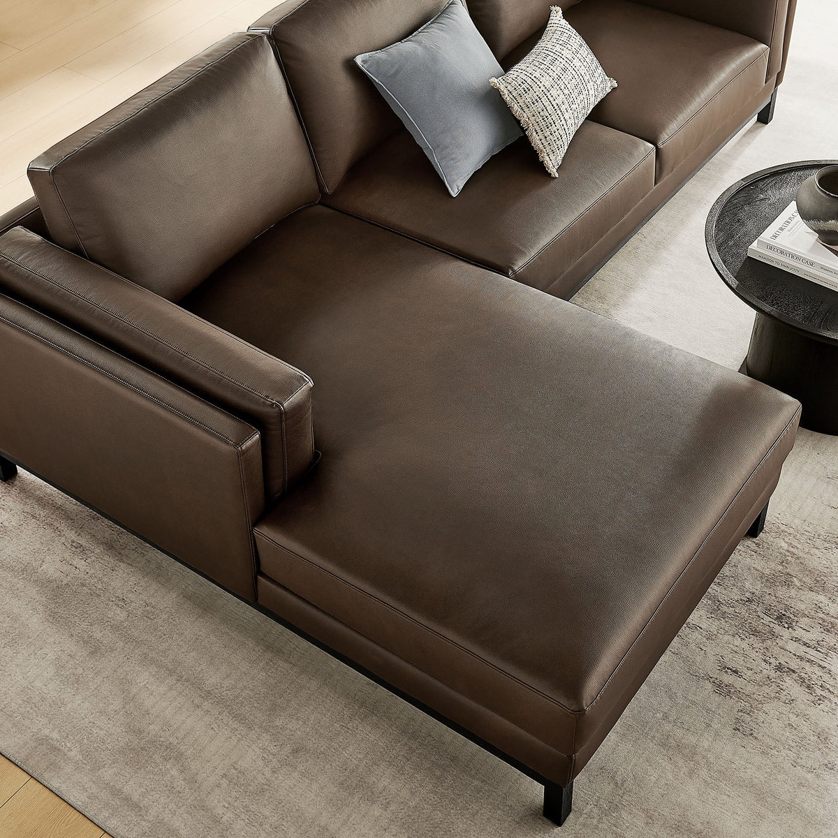 Roscoe Left-Facing Vegan Leather Sectional Sofa with Chaise, photo 7 of 14