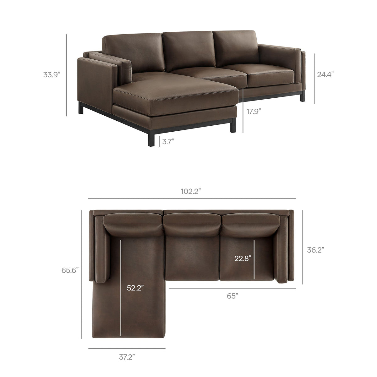 Roscoe Left-Facing Vegan Leather Sectional Sofa with Chaise, photo 4 of 14