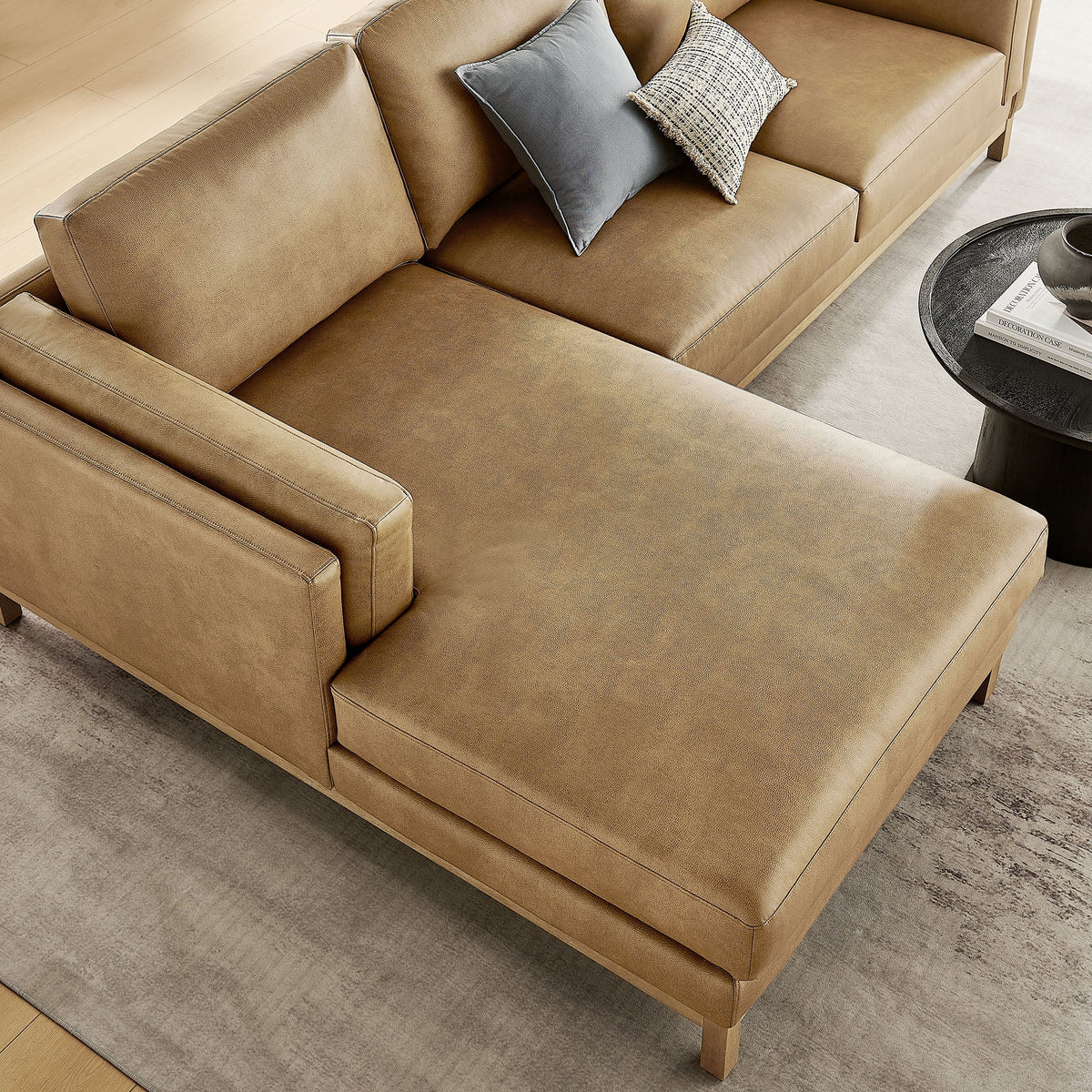 Roscoe Left-Facing Vegan Leather Sectional Sofa with Chaise, photo 8 of 14
