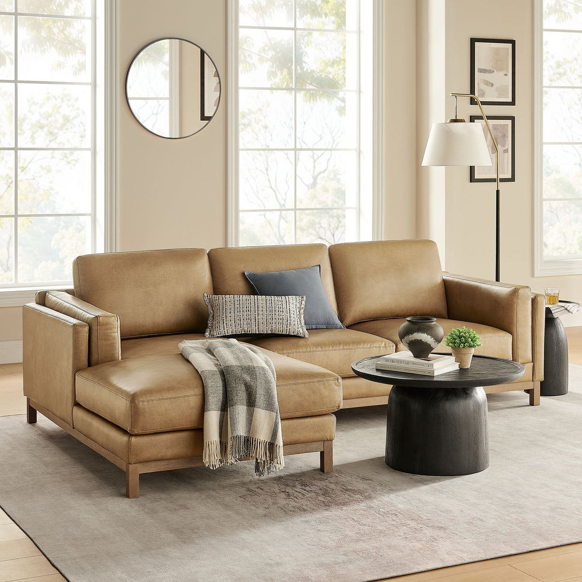 Roscoe Left-Facing Vegan Leather Sectional Sofa with Chaise, photo 10 of 14