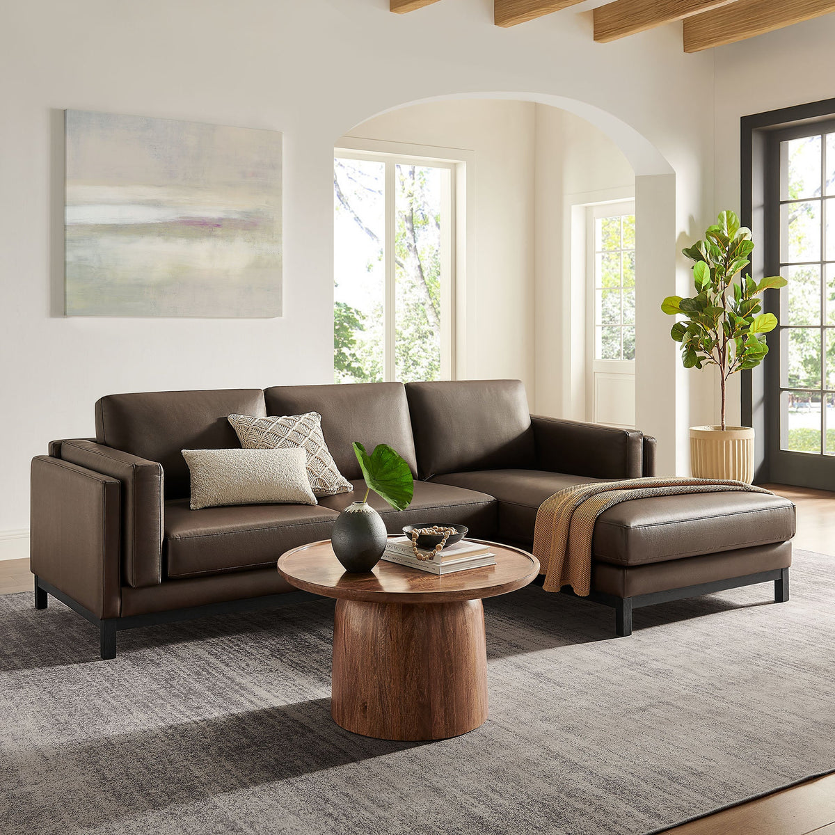 Roscoe Right-Facing Vegan Leather Sectional Sofa with Chaise by Modway, photo 10 of 14