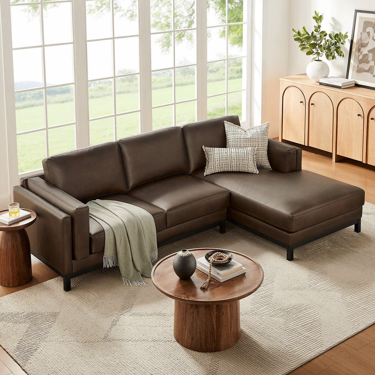 Roscoe Right-Facing Vegan Leather Sectional Sofa with Chaise by Modway, photo 9 of 14