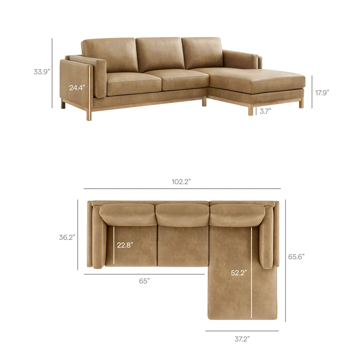 Roscoe Right-Facing Vegan Leather Sectional Sofa with Chaise by Modway, photo 4 of 14