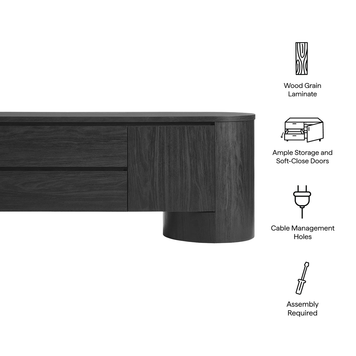 Duval 71 Inch Oval TV Cabinet by Modway, photo 2 of 14