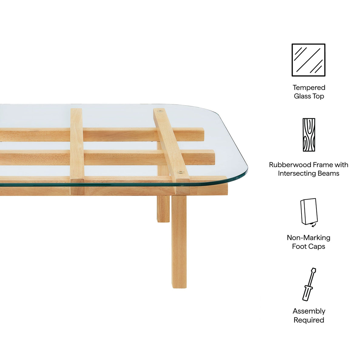 Isby 35 Inch Tempered Glass Coffee Table by Modway, photo 3 of 14