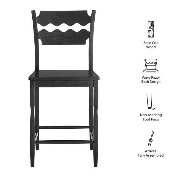 Jax Oak Wood Counter Stool With Wavy Razor Back by Modway, photo 2 of 20