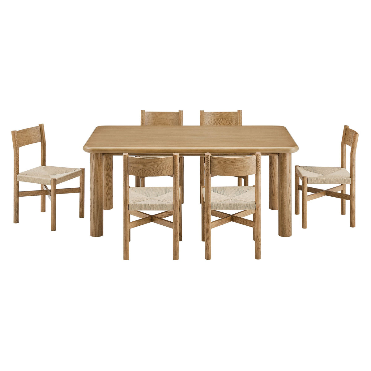 Alvia 7-Piece Oak Wood Dining Table and Chairs Set by Modway, photo 10 of 16