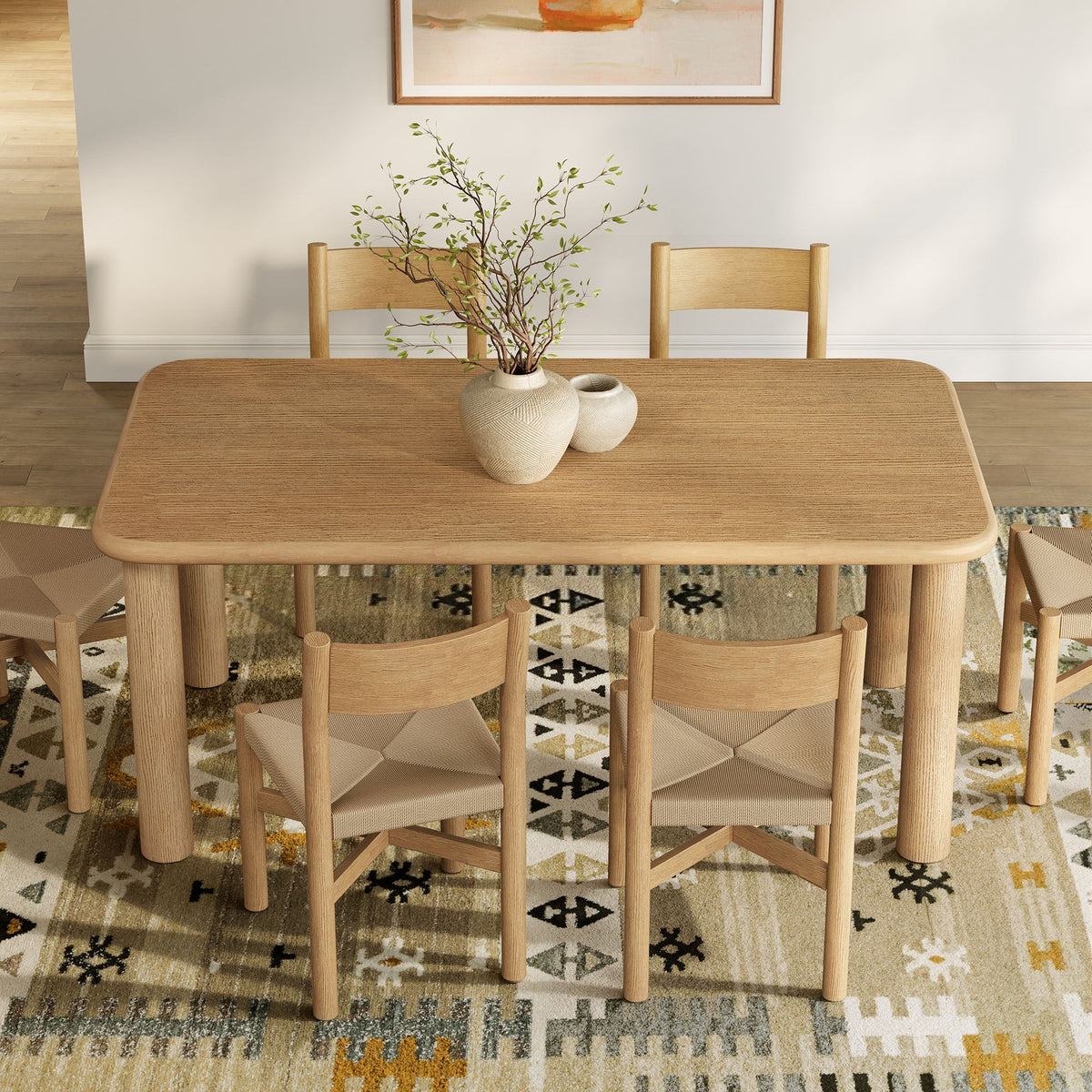 Alvia 7-Piece Oak Wood Dining Table and Chairs Set by Modway, photo 16 of 16