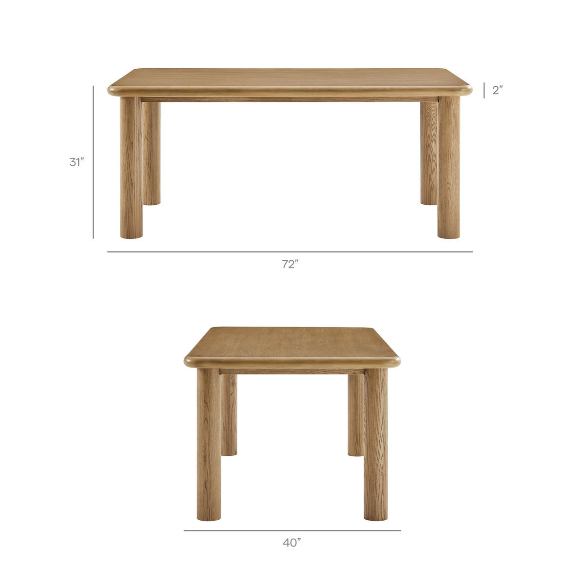 Alvia 3-Piece Oak Wood Dining Table and Benches Set by Modway, photo 9 of 14