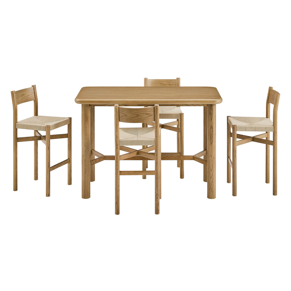 Alvia 5-Piece Rectangular Oak Wood Bar Table With Bar Stools Set by Modway, photo 13 of 16